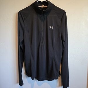 UA Heat Gear 3/4 Zip Black Long Sleeve Pullover, Women's L
